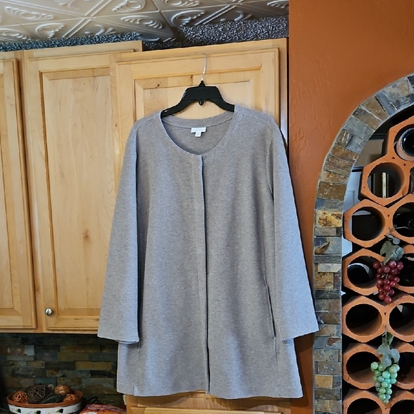 J. Jill Jackets & Blazers - J. Jill Pure Jill Light Brown Ponte Cotton Knit Long Sleeve Snap Up Jacket Coat